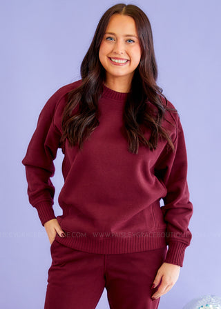 Never Better Knit Pullover - Burgundy* FINAL SALE *