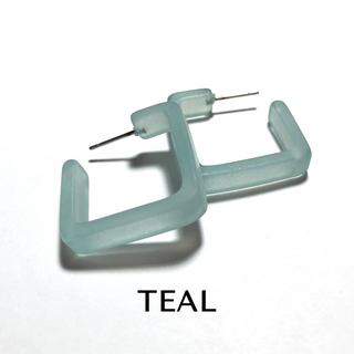 Square Frosted Lucite Hoop Earrings