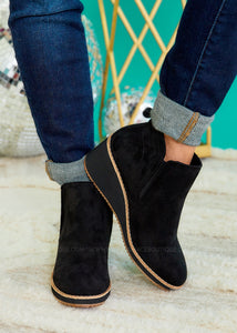 Tori Wedge Boots by Corkys - Black Suede