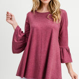 DEAL - Minimalist Bell Sleeve Top - Burgundy - LAST ONES FINAL SALE