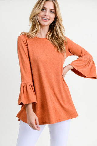 DEAL - Minimalist Bell Sleeve Top - Copper
