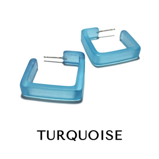 Square Frosted Lucite Hoop Earrings