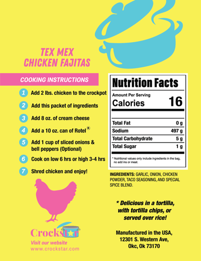 PREORDER -  Crockstar - Tex-Mex Chicken Fajitas