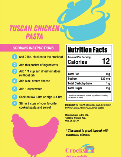 PREORDER -  Crockstar - Tuscan Chicken Pasta