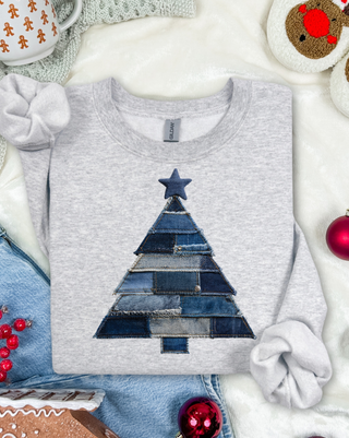 Cozy Denim Tree Sweatshirt - Restock