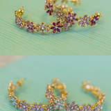 Lyon Crystal Flower Hoop Earrings - 2 Styles