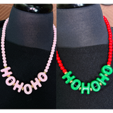 "Ho Ho Ho" Christmas Beaded Necklace - 2 Colors