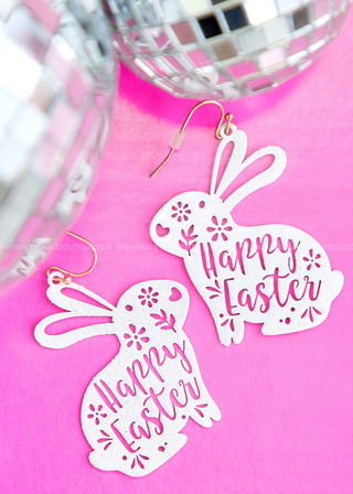 Happy Easter Bunny Earrings - FINAL SALE