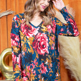 Teal Floral Pullover* FINAL SALE *