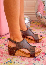 Load image into Gallery viewer, Isabella Tooled Wedges by Very G - Chocolate
