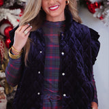 PREORDER- Velvet Quilted Vest- Navy