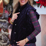 PREORDER- Velvet Quilted Vest- Navy