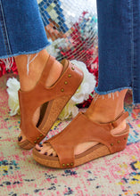 Load image into Gallery viewer, Volta Wedges by Corkys - Cognac Smooth
