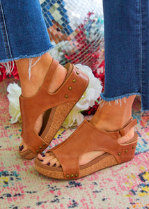 Volta Wedges by Corkys - Cognac Smooth