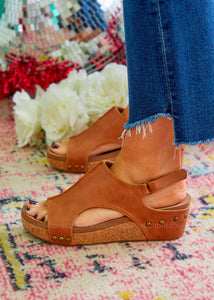 Volta Wedges by Corkys - Cognac Smooth