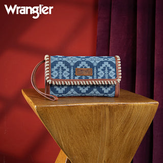 Wrangler Southwestern Print Wallet/Wristlet/Shoulder Bag - Jean