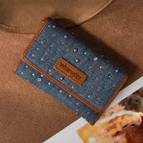 Wrangler Rhinestone Trifold Wallet - Denim Jean