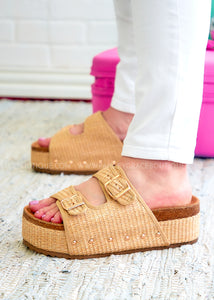 Wannabe Platform Sandals by Corkys - Raffia