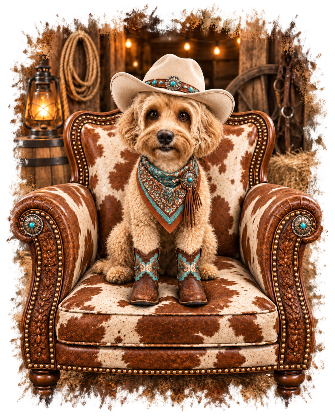 PGB Studio™ Custom Western Cowgirl Chair Tee  -  ONE PET - S example artwork