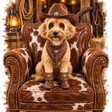 PGB Studio™ Custom Western Cowboy Chair Tee  -  ONE PET - SE example artwork