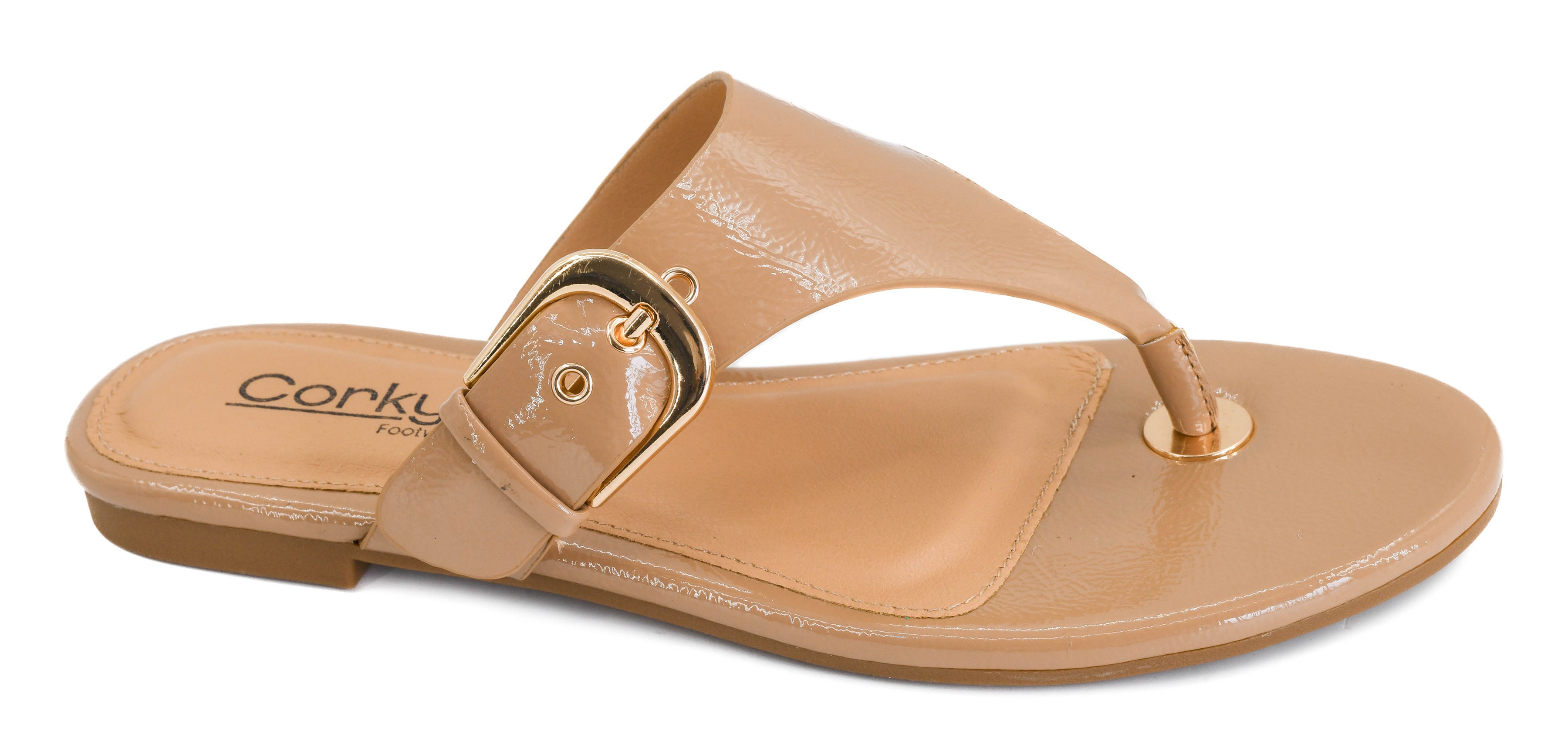 What's The Gossip Sandals - Camel Patent by Corkys