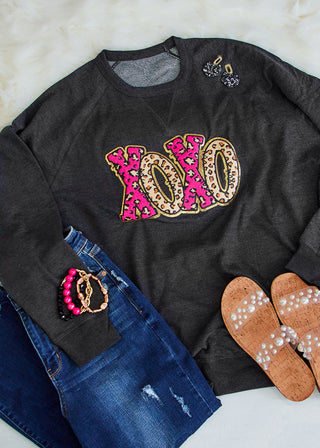 XOXO Chenille Letters Pullover