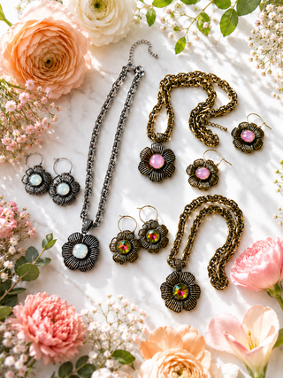 ATG Flower Earrings & Necklace Set