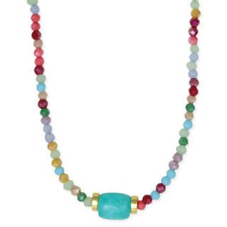 Multi Bead Turquoise Barrel Bead Necklace