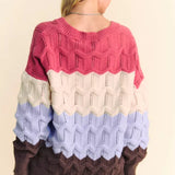 V Neckline Cozy Waves Color Block Sweater* FINAL SALE *