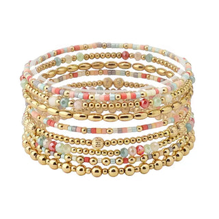Jemma Multi Bead & Crystal Stretch Bracelet Set