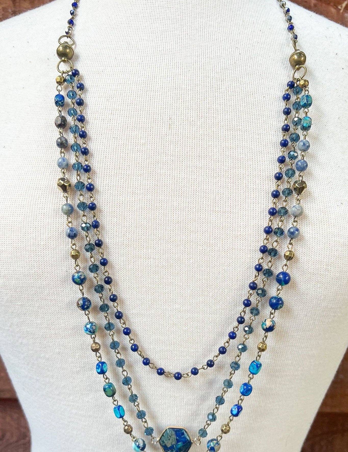 Janet Layered Multi-Wear Necklace - Blue