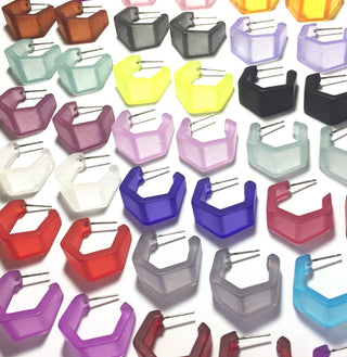 Hexagon Geo Frosted Hoop Earrings  - PREORDER