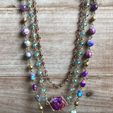 Janet Layered Multi-Wear Necklace - Purple
