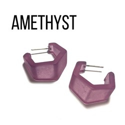 Hexagon Geo Frosted Hoop Earrings  - PREORDER