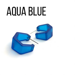 Hexagon Geo Frosted Hoop Earrings  - PREORDER