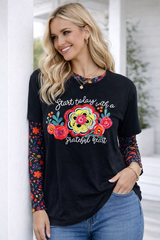 Grateful Heart Graphic Tee - Crew or Neck