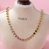 Uptown Girl Bezel Gemstone Tennis Necklace