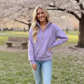 Isabella Half Zip Pullover Spring JadyK - Lilac