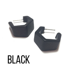 Hexagon Geo Frosted Hoop Earrings  - PREORDER