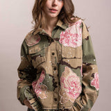 Camo Print Flower Patchwork Paint Splatter Jacket - PREORDER