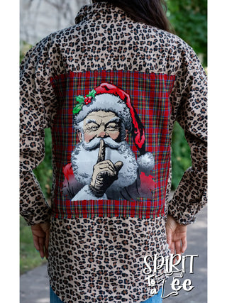 Santa Leopard Flannel Shacket