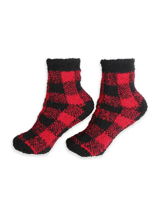DB -  Comfy Check Crew Socks - Red
