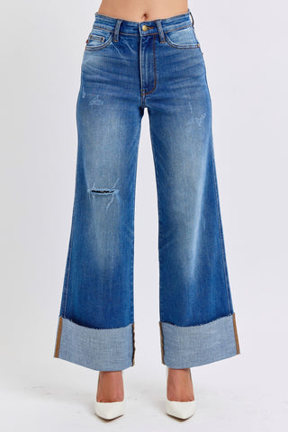 Hillary Distressed Wide Leg Jeans by Judy Blue