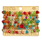 Nine Strand Faceted Bead Bracelet Set with Austrian Crystal - 2 Styles