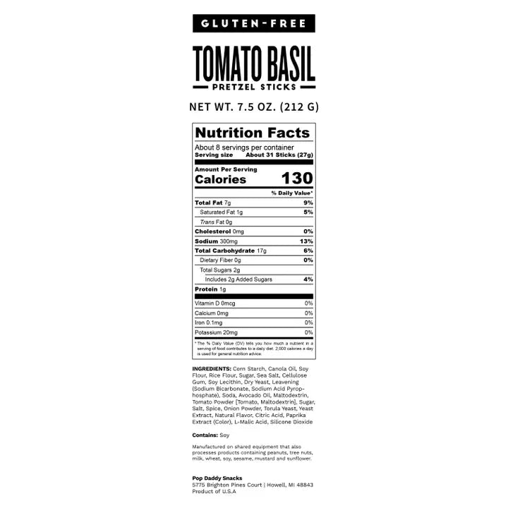 Pop Daddy Seasoned Pretzels - Gluten Free Tomato Basil