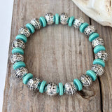 Leah Etched Beaded Stretch Bracelet