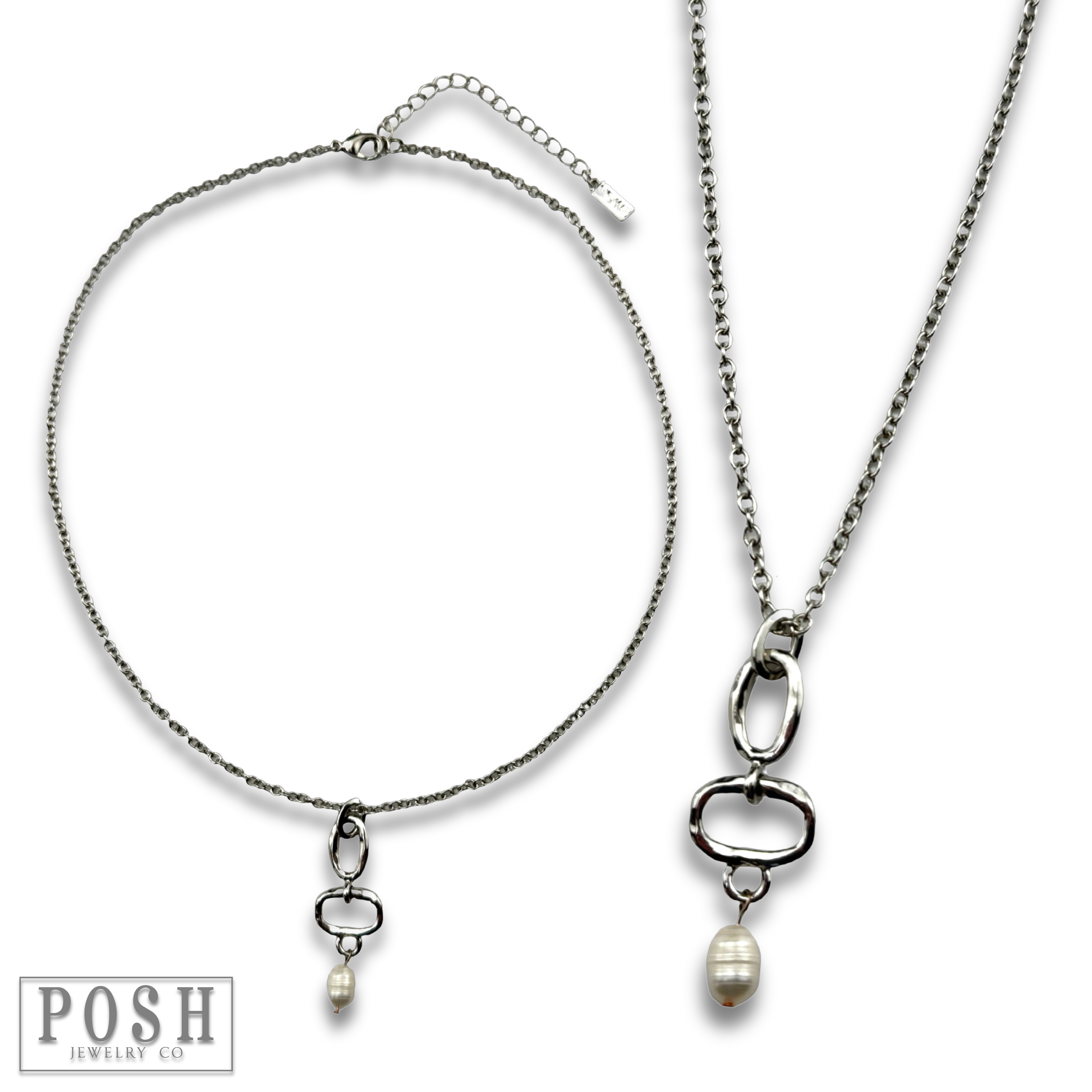 DEAL Chain Necklace With Pearl Drop - 2 Styles