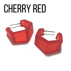 Hexagon Geo Frosted Hoop Earrings  - PREORDER