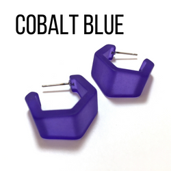 Hexagon Geo Frosted Hoop Earrings  - PREORDER