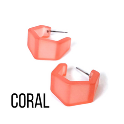 Hexagon Geo Frosted Hoop Earrings  - PREORDER